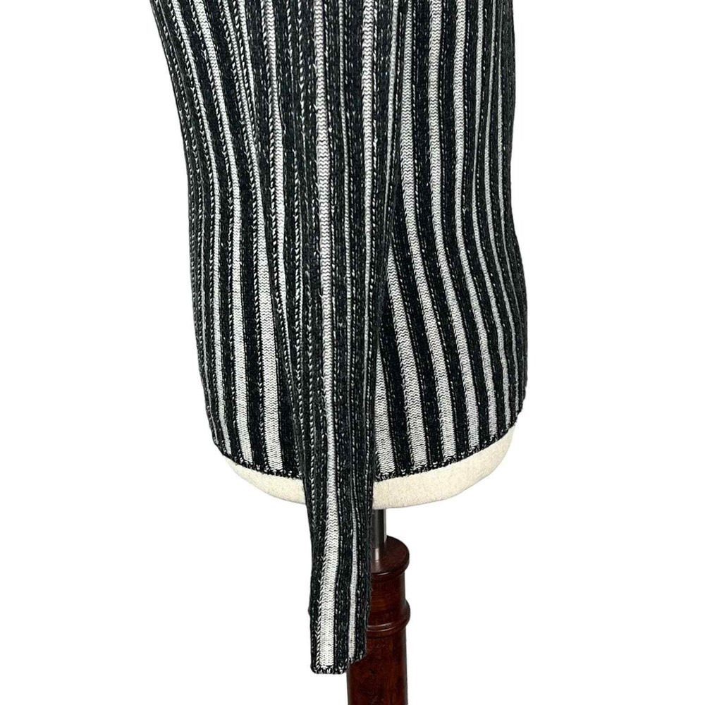 Vince Striped Zip Front Knit Cardigan Sweater Jacket  M Black White - Picture 9 of 16